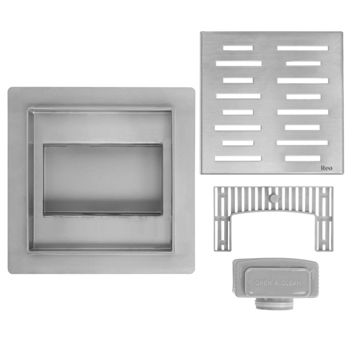 Rigola dus REA LINE 150x150 Nickel Brush - imagine 4