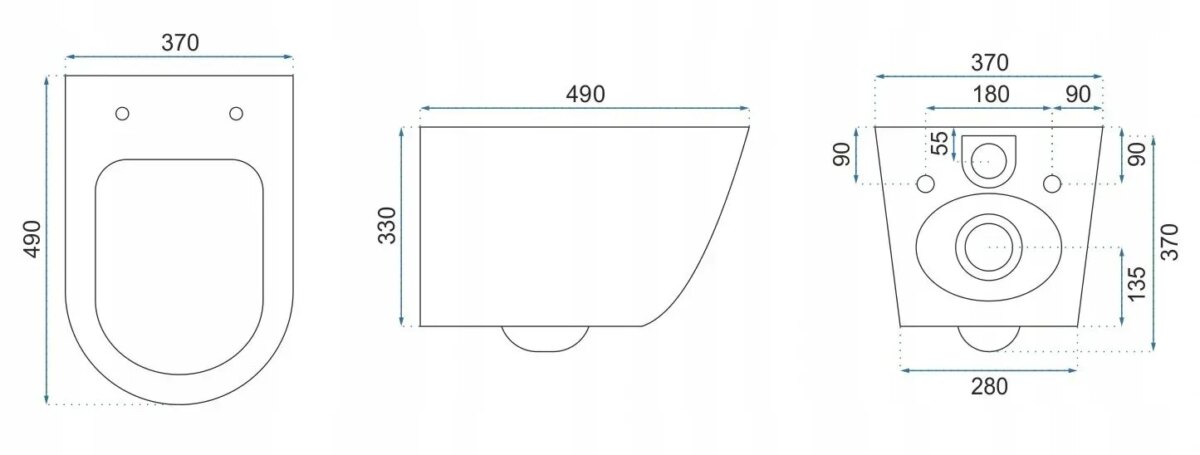 Vas WC suspendabil Rea CARLO Mini Rimless Duroplast Flat Black Gold Edge - imagine 4