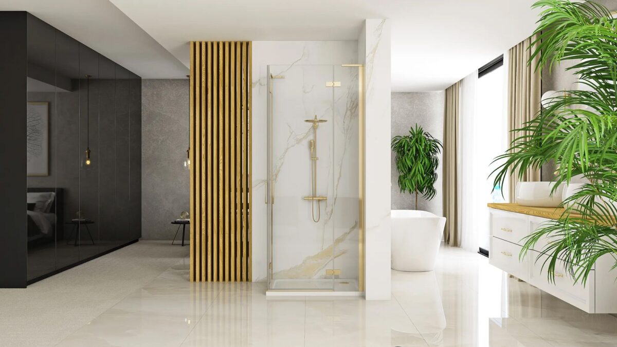 Cabina dus REA Hugo Gold Brush 80x100 - imagine 3