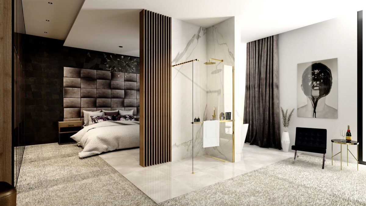 Panou de duș Rea Aero Gold N 100 Walk In + EVO - imagine 1
