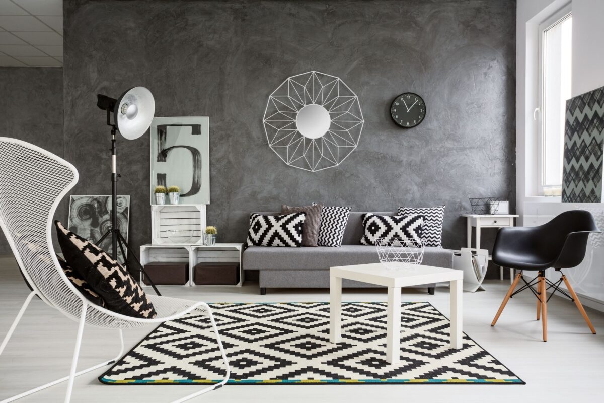 Oglindă geometrică albă 58 cm - imagine 3