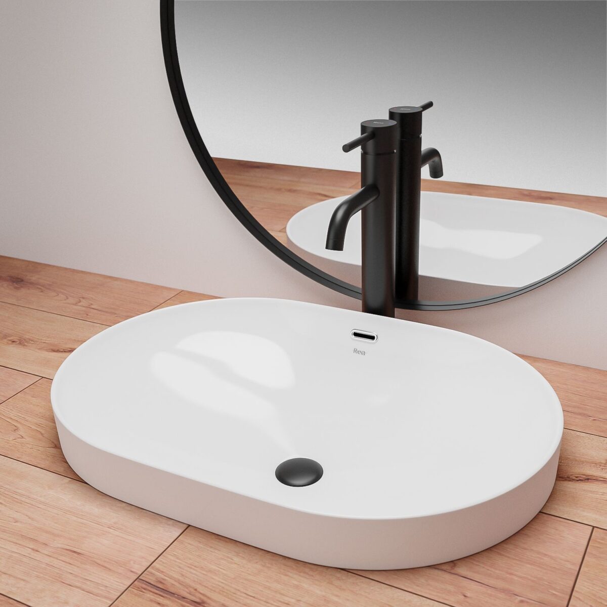 Lavoar incastrat Rea Arleta Alb - imagine 1
