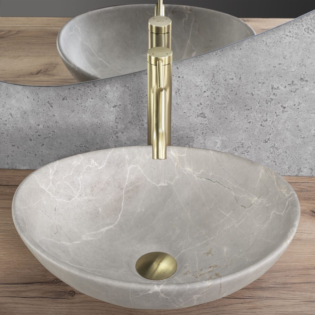 Lavoar pentru blat Rea Sofia Beige Matt - imagine 2