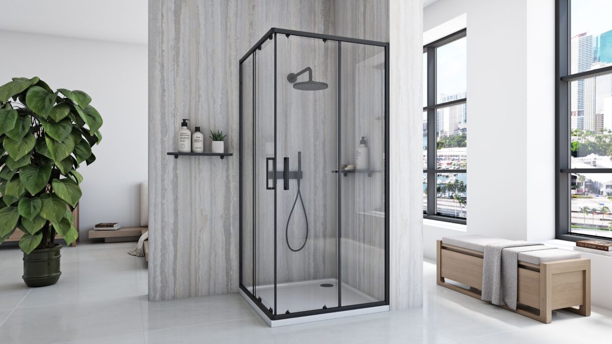 Cabina de dus Rea City 80x80 cm Black - imagine 2