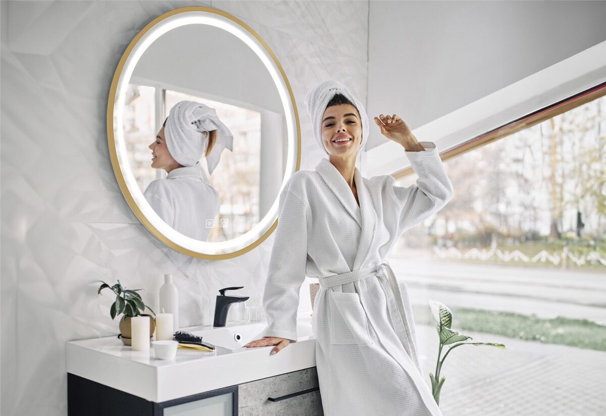Oglindă LED 60cm MMJ BRUSH GOLD - imagine 6