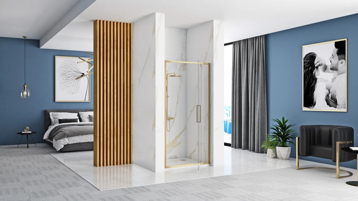 Ușă de duș Batanta REA Rapid Swing Brush Gold 100 - imagine 2