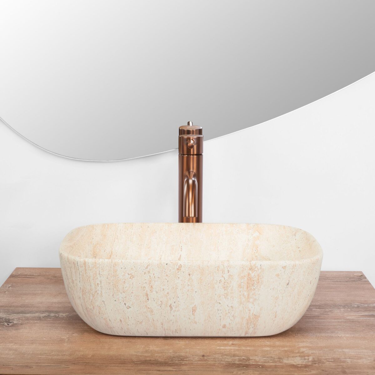 Lavoar pentru blat Rea BELINDA MINI TRAVERTINE MATT - imagine 3