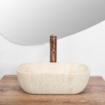Lavoar pentru blat Rea BELINDA MINI TRAVERTINE MATT - imagine 3