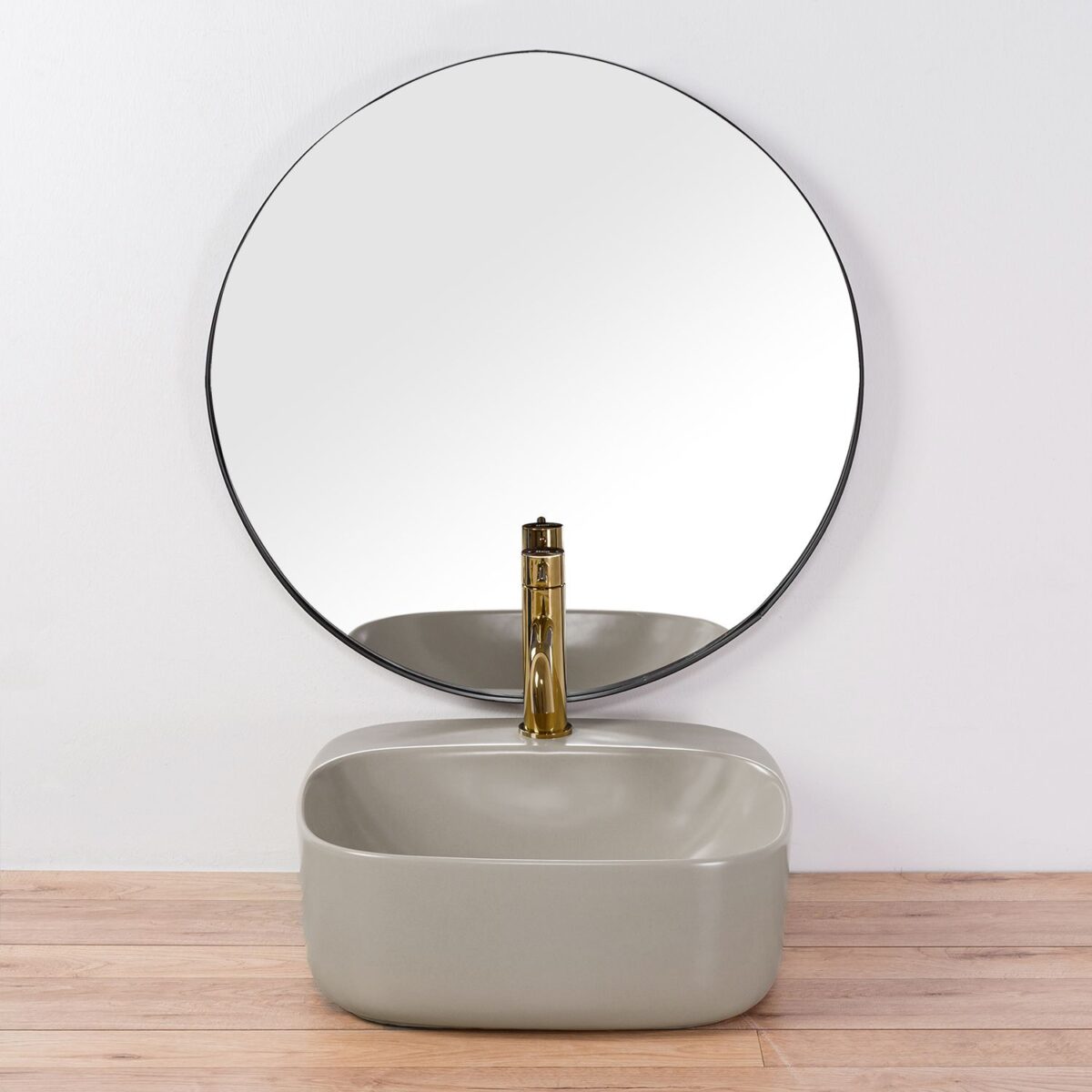 Lavoar pentru blat Rea Luiza 42 Grey MAT - imagine 1