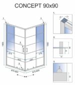 Cabina de dus Rea Concept Black 90x90 cm - imagine 4
