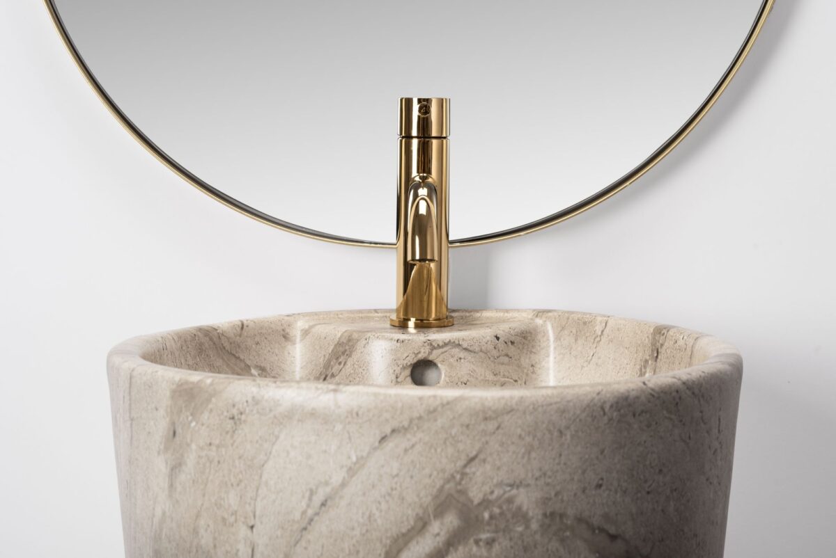 Lavoar freestanding de sine stătător Ceramic Rea Blanka Natural Matt Marmură - imagine 2
