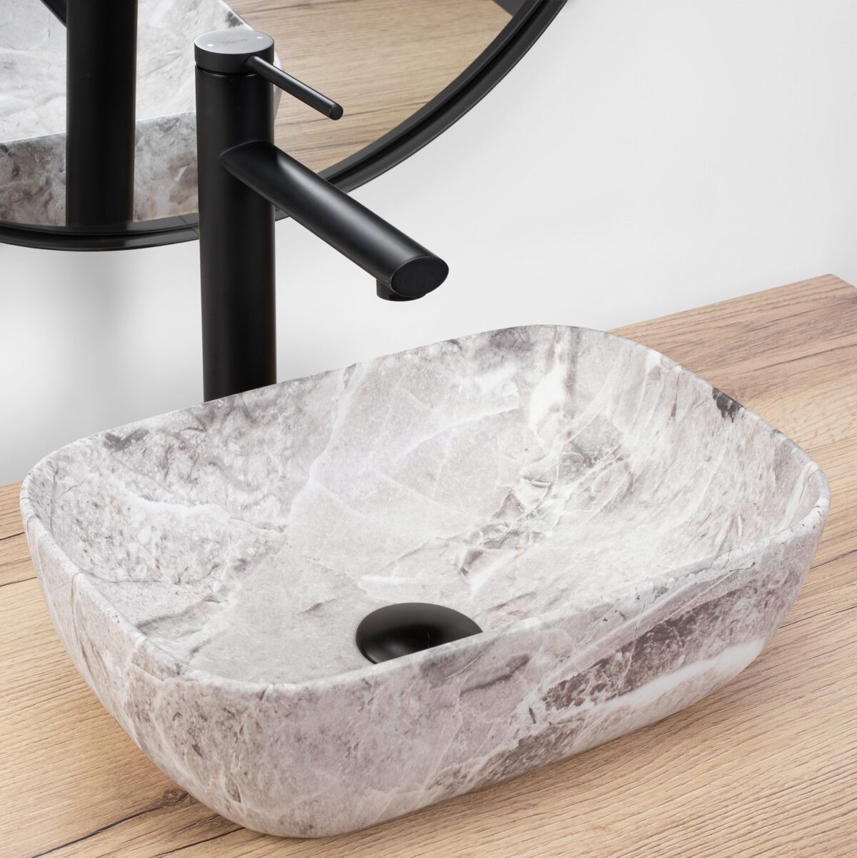 Lavoar pentru blat Rea Belinda mini stone matt - imagine 1