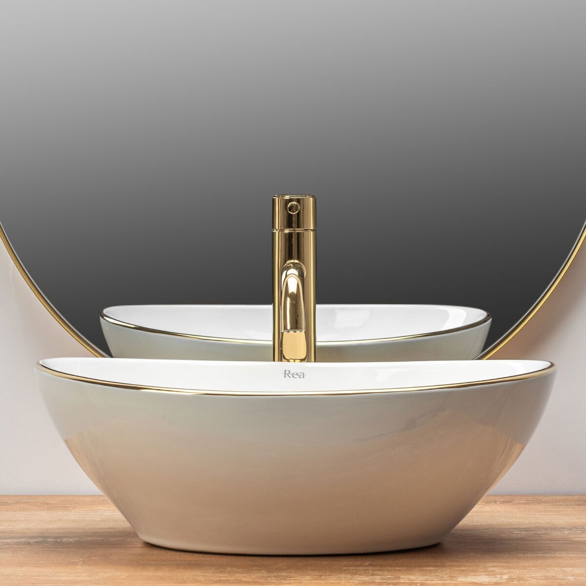 Lavoar pentru blat Rea Sofia Gold Edge - imagine 4