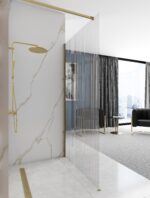 Paravan de dus Rea Aero Intimo Gold Brush 90 - imagine 4