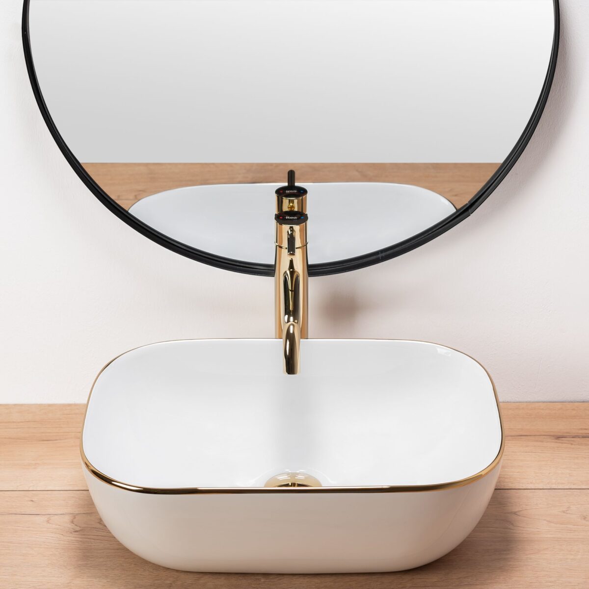 Lavoar pentru blat Rea Belinda Auriu Gold Edge - imagine 2
