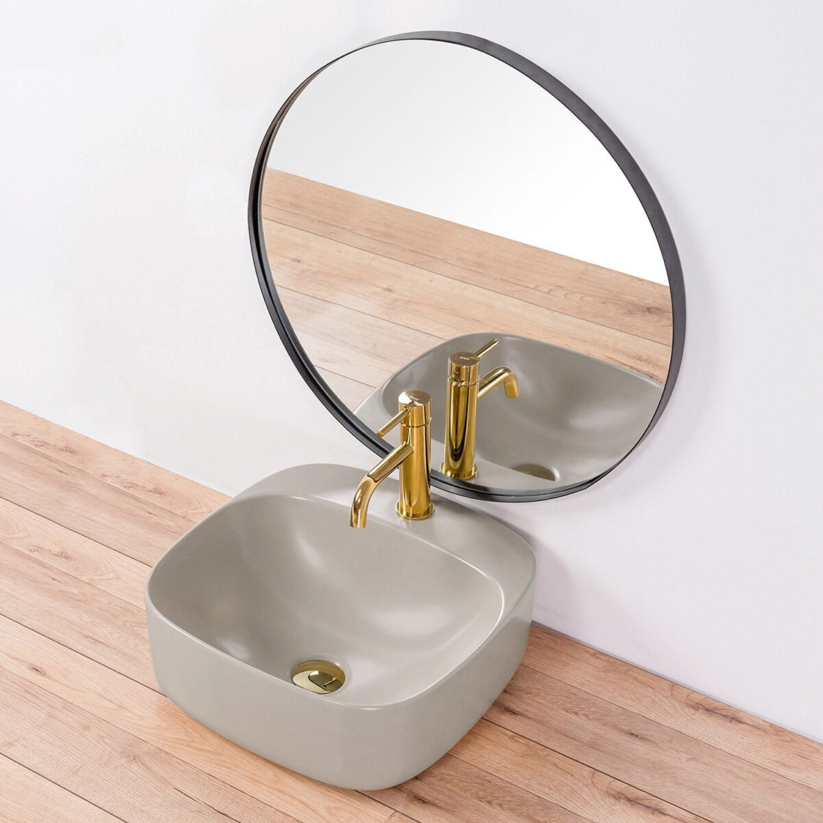 Lavoar pentru blat Rea Luiza 42 Grey MAT - imagine 2