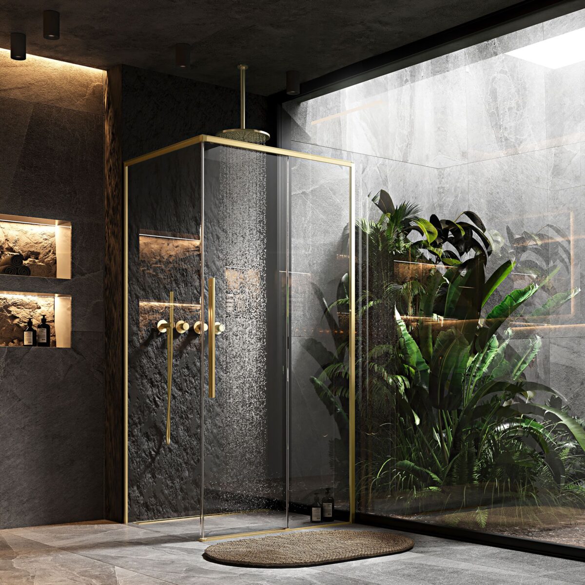Cabina de dus SOLAR GOLD Brush 90x90 cm - imagine 2