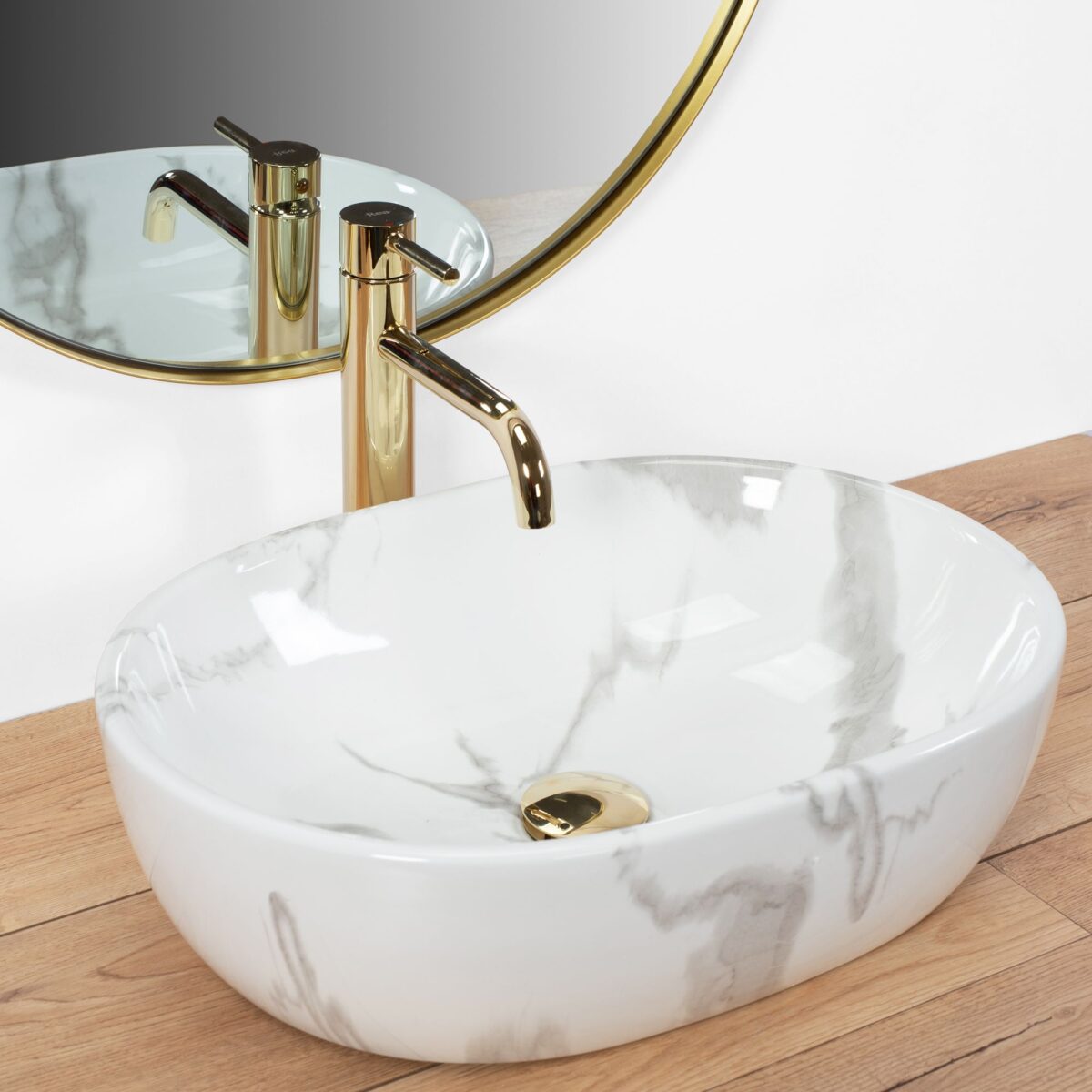Lavoar pentru blat Rea Amelia Marmo Shiny - imagine 1