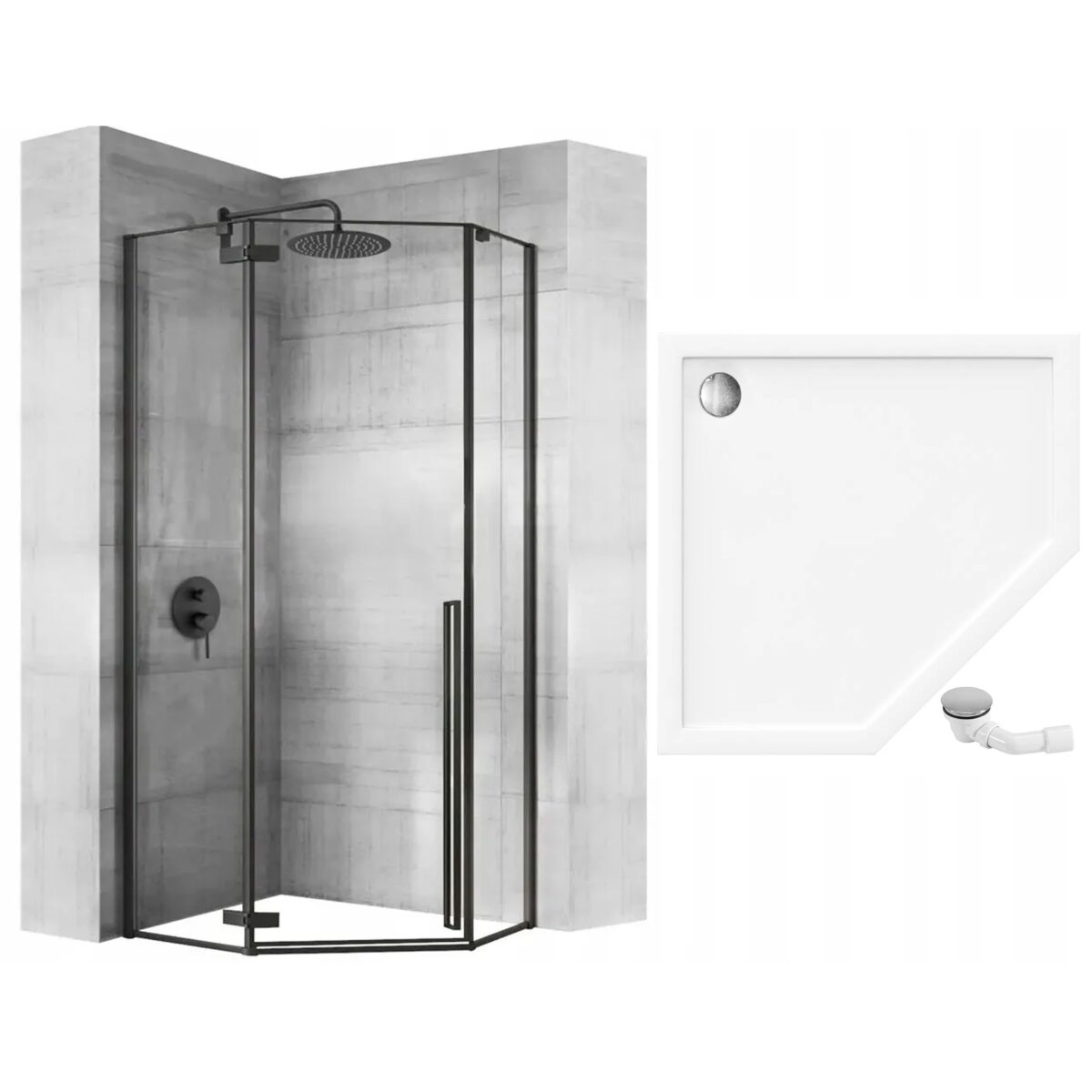 Cabina de dus DIAMOND BLACK MAT 90x90 - imagine 7