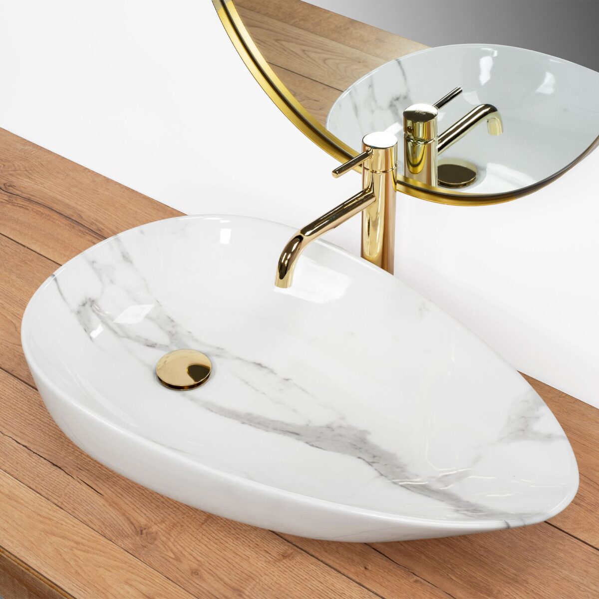 Lavoar pentru blat Rea Greta 65 Bianco Shiny - imagine 5