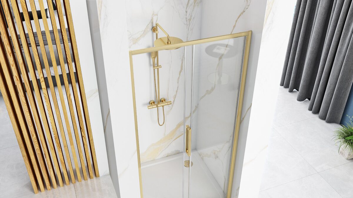 Paravan de dus REA Rapid Slide 100 Gold Brush - imagine 3