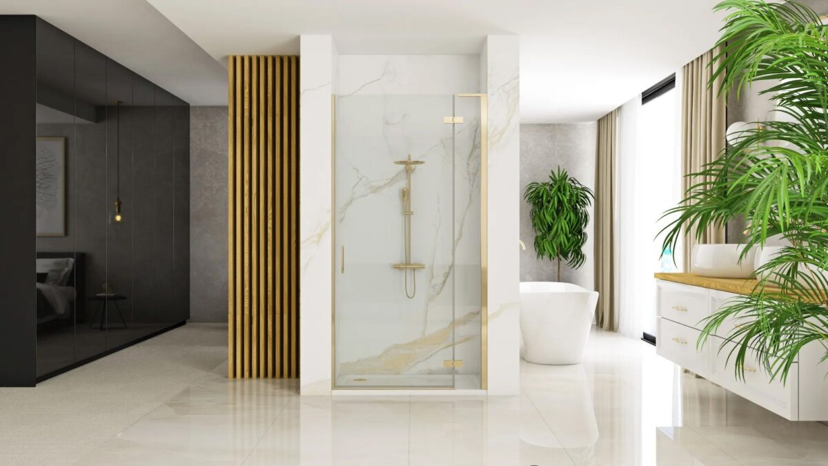 Ușă de duș Rea Hugo 80 Gold Brush + profil - imagine 3