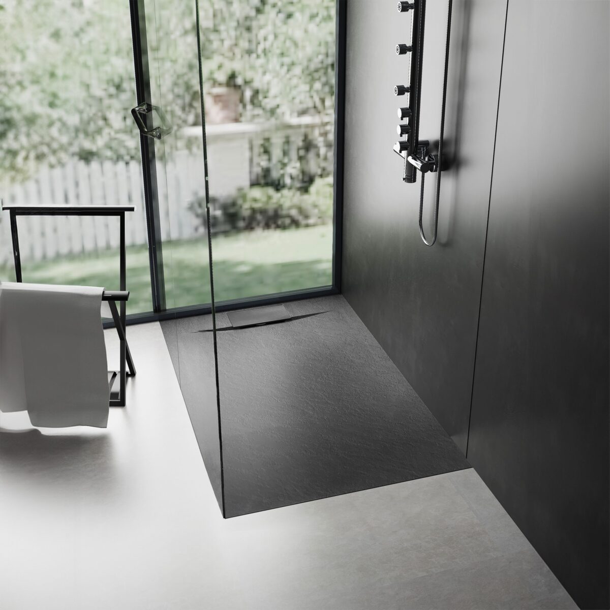 Cadita de dus Bazalt Black 80x120 - imagine 2