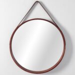 Oglinda rotunda cu rama din lemn LOFT D.Brown 50 cm