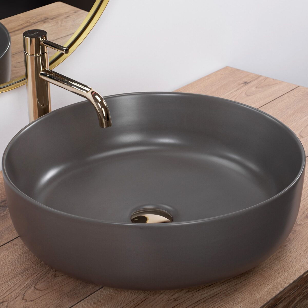 Lavoar pentru blat Rea Elma gri cald Mat - imagine 1