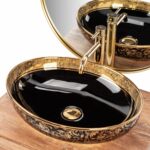Lavoar pe blat Margot Gold / Black ceramic - imagine 2