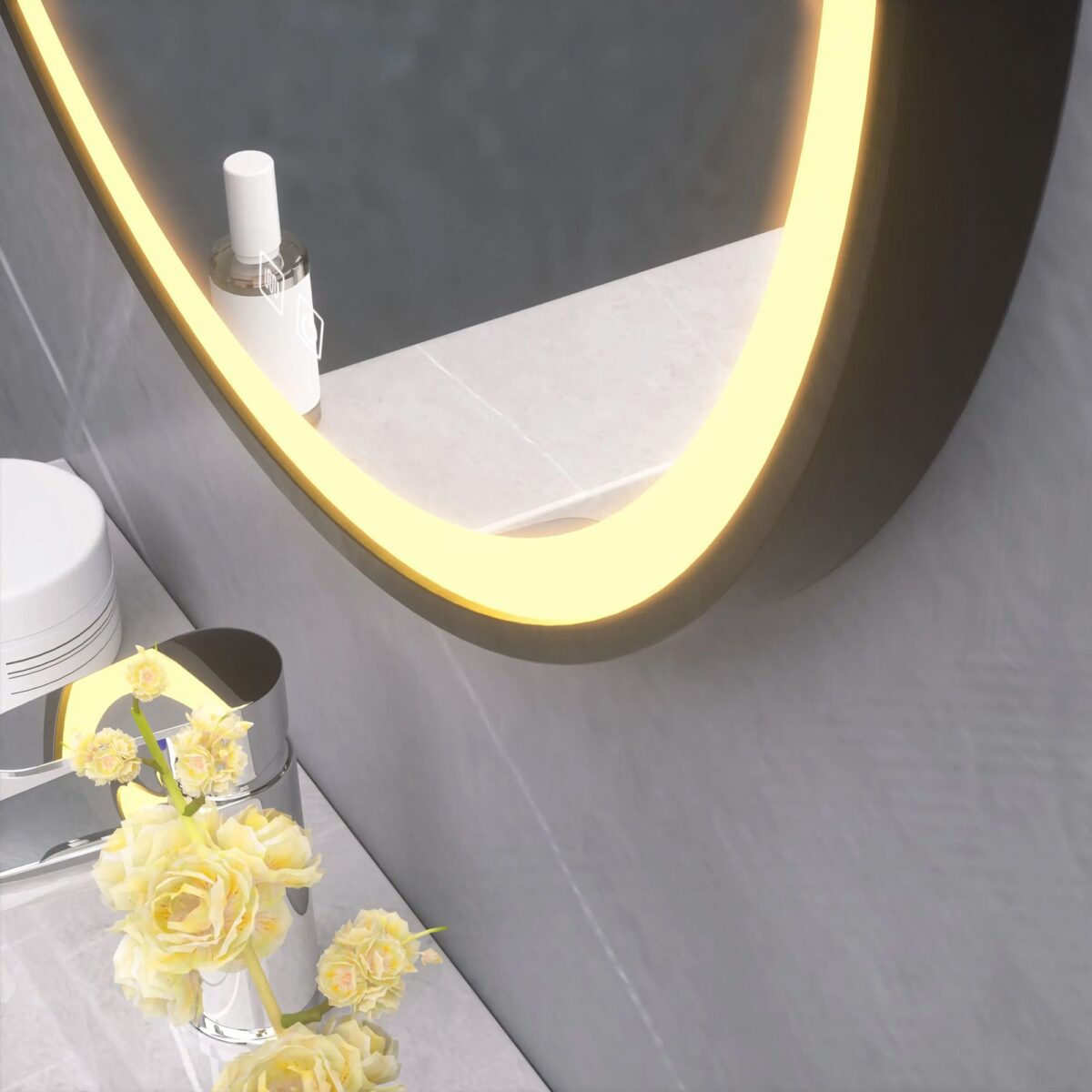 Oglindă Rotundă LED Suspendată pe Curea 70 cm 104 - imagine 6