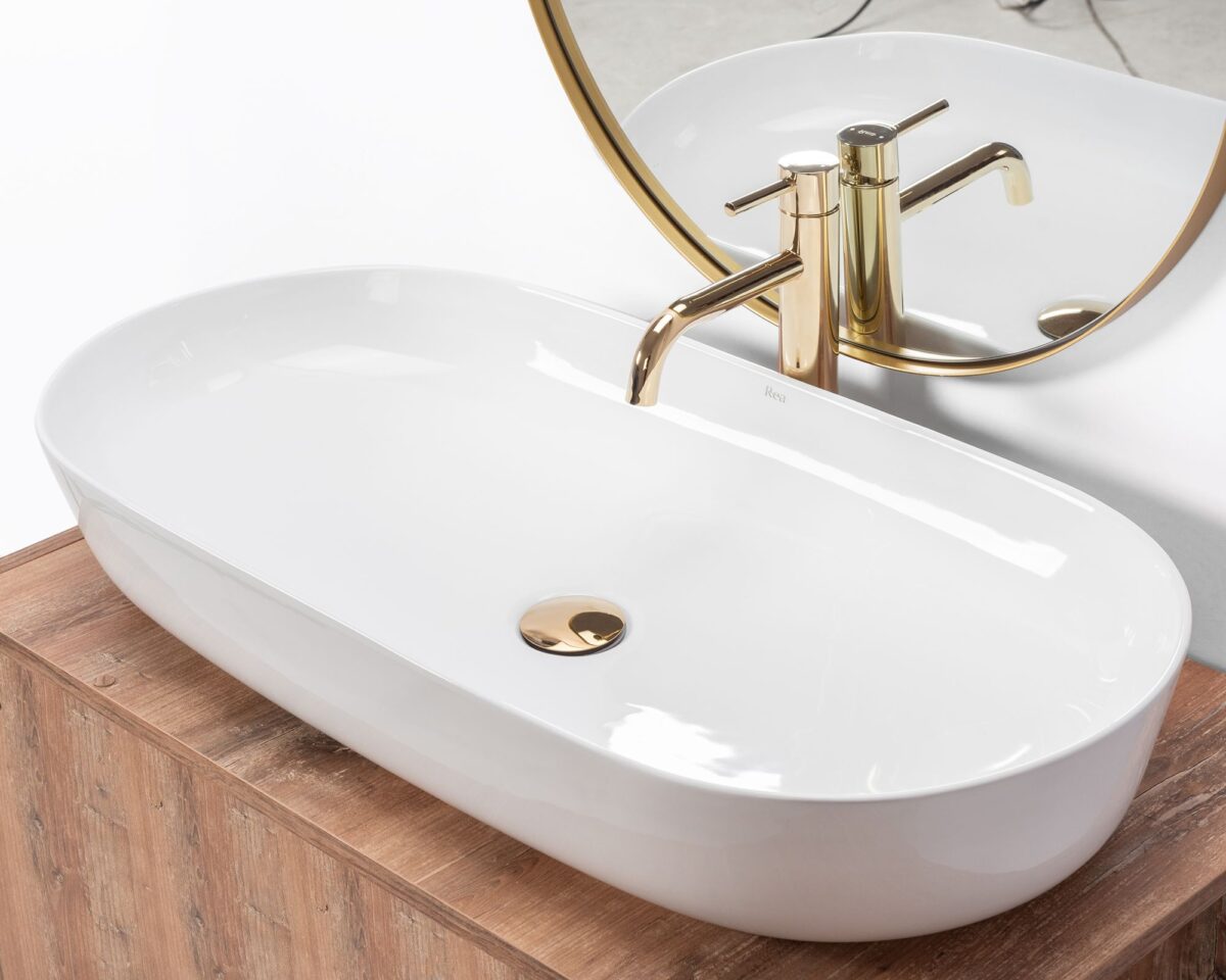 Lavoar pentru blat Rea CLEO 81 White - imagine 5