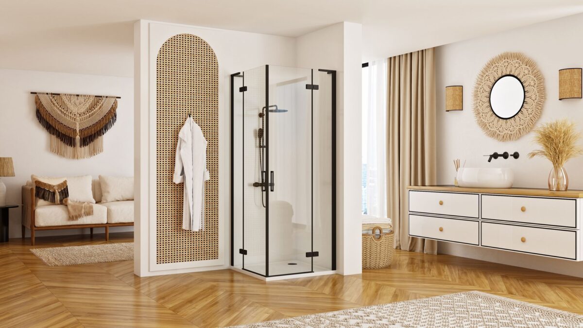 Cabina dus REA Hugo Double Black 90x100 - imagine 1