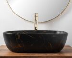 Lavoar pentru blat Rea Belinda Black Marble Mat - imagine 2