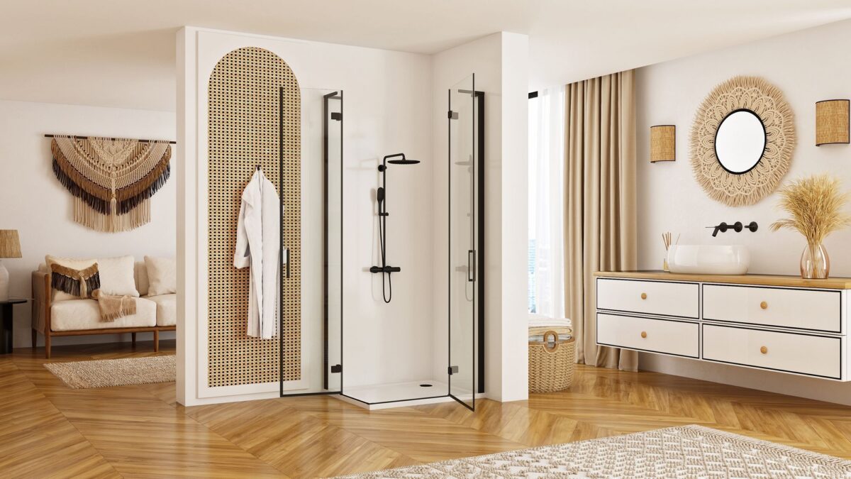 Cabina dus REA Hugo Double Black 90x100 - imagine 2