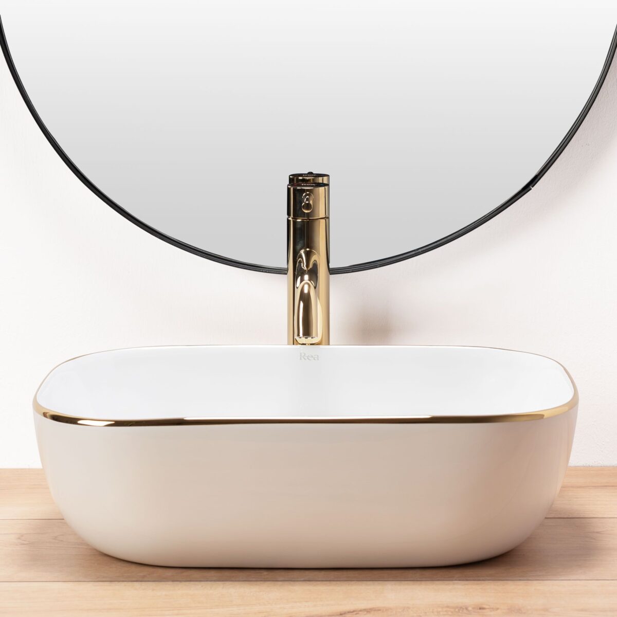 Lavoar pentru blat Rea Belinda Auriu Gold Edge - imagine 3