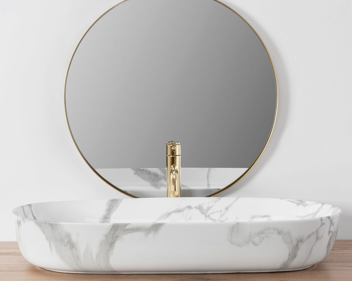 Lavoarul REA CLEO 81 Shiny Marmo din ceramică - imagine 3