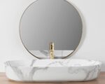 Lavoarul REA CLEO 81 Shiny Marmo din ceramică - imagine 3
