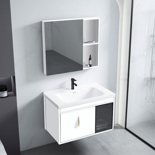 Set mobilier de baie cu lavoar Paris 60cm White
