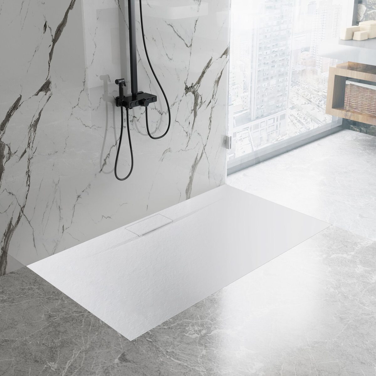 Cadita de dus Bazalt Long White 80x120 - imagine 3