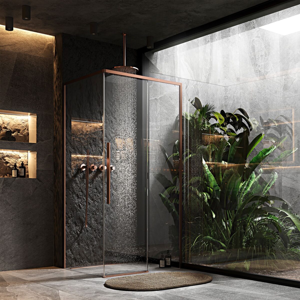 Cabina de dus SOLAR Copper Brush 90x90 cm - imagine 2