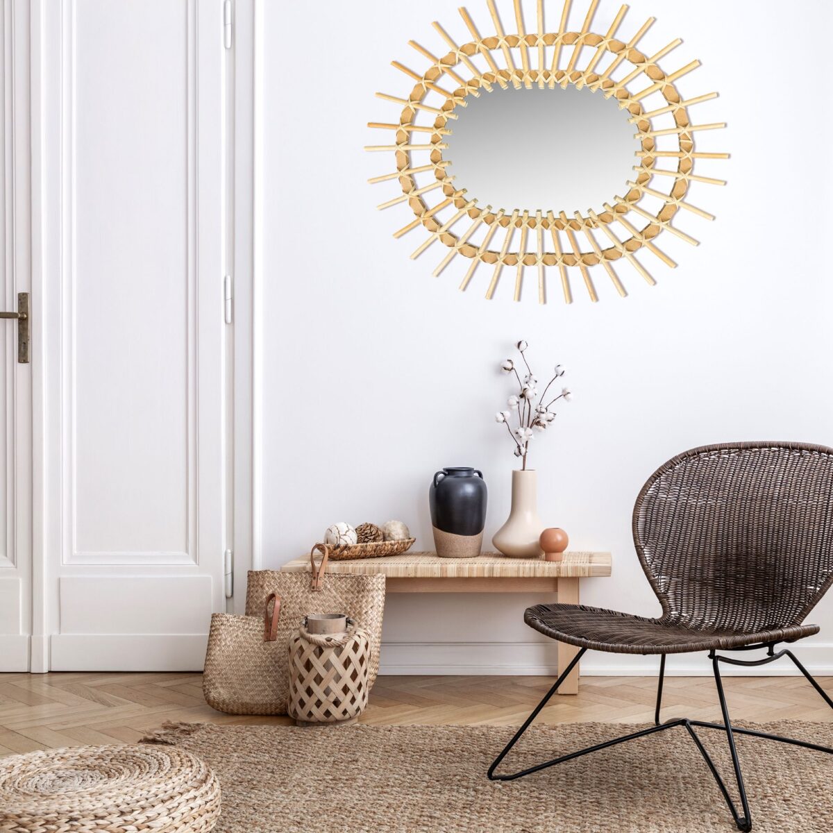 Oglinda perete Boho 57CM QDJ5749 - imagine 1