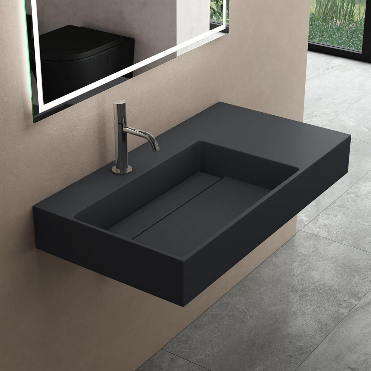Lavoar pentru blat  Archi 90 CM Grey MATT - imagine 1