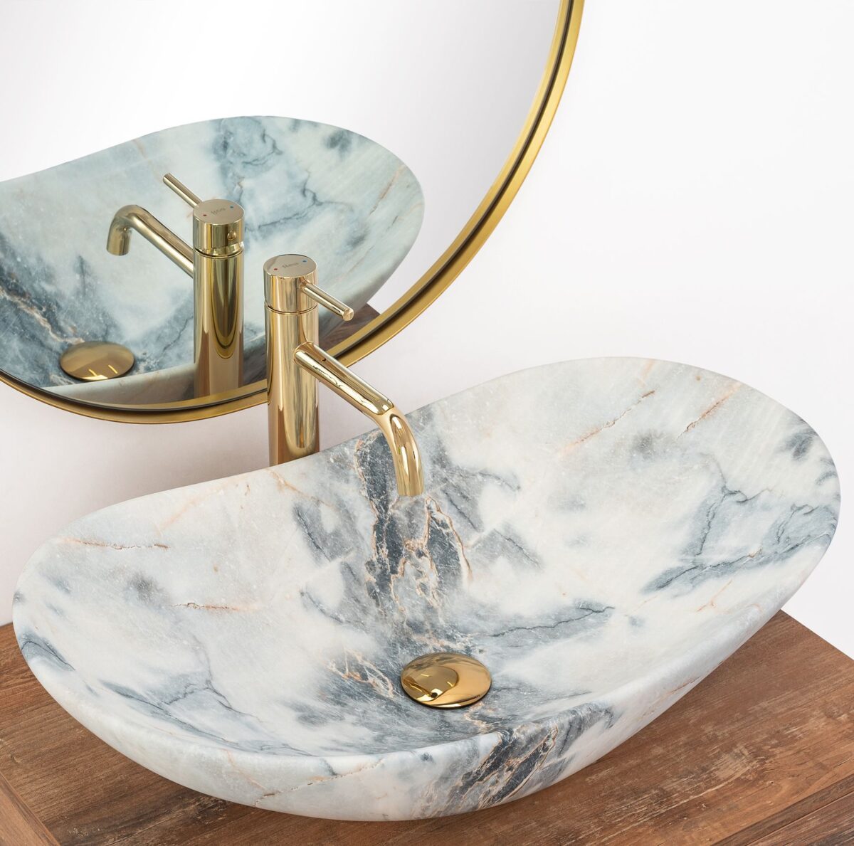 Lavoar pe blat Rea Royal Granit Mat - imagine 1