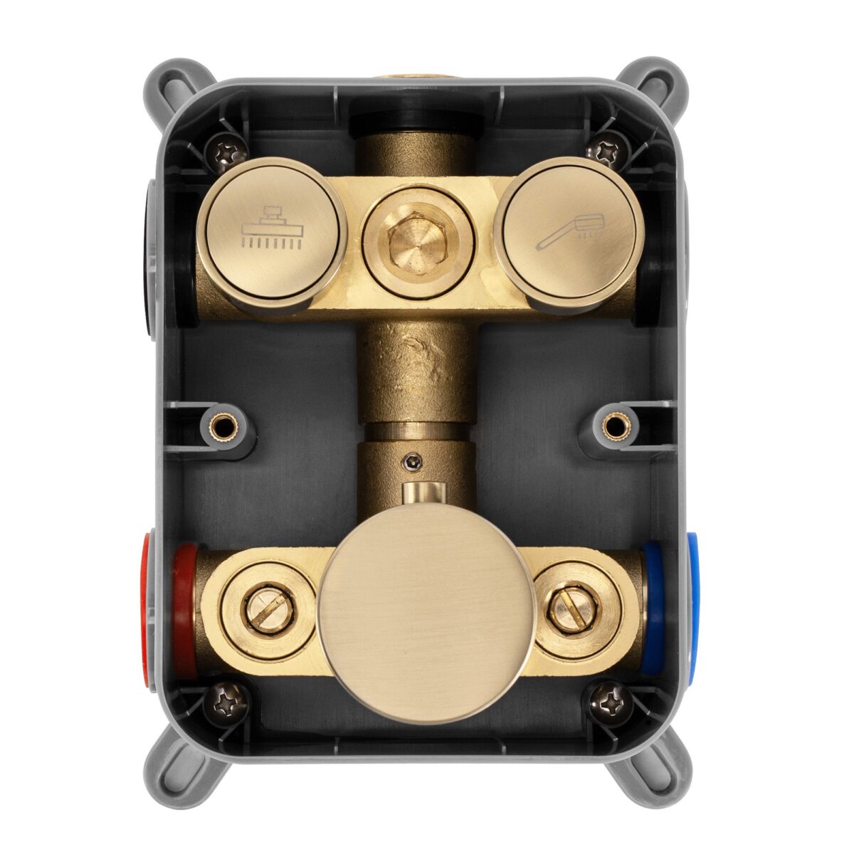 Set de duș incastrat Rea LUNGO Auriu Periat + BOX cu termostat - imagine 4