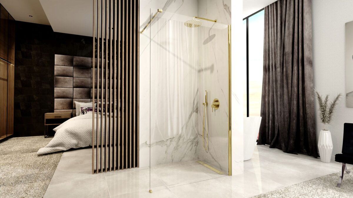 Panou de duș Rea Aero Gold N 80 Walk In - imagine 3