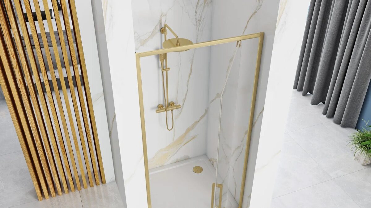 Ușă de duș Batanta REA Rapid Swing Brush Gold 100 - imagine 4