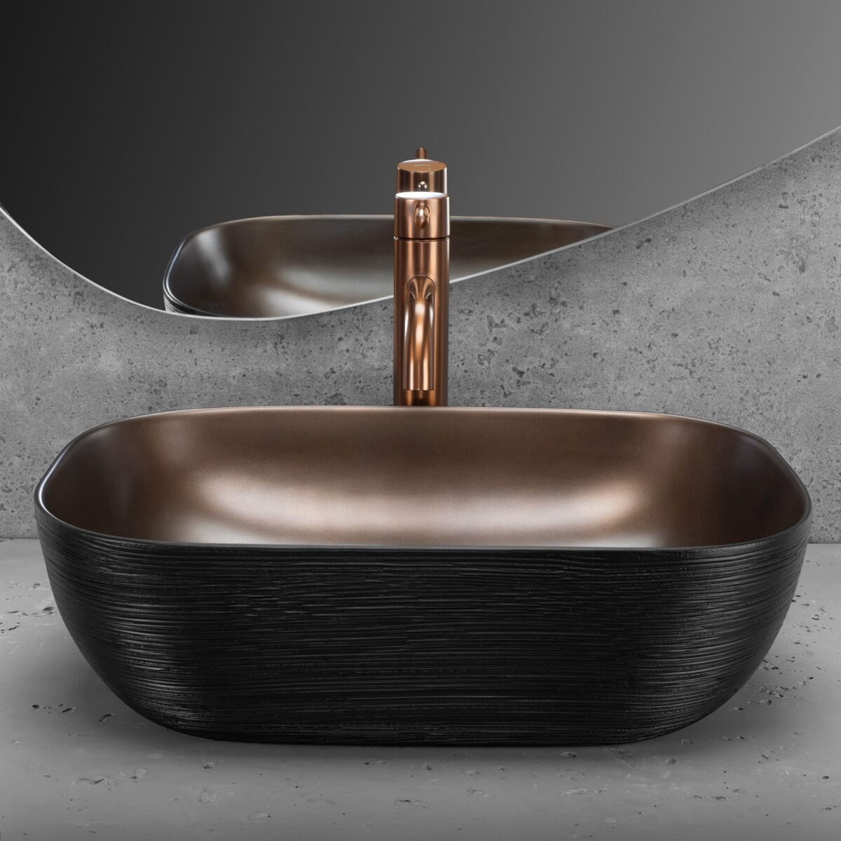 Lavoar pe blat Rea Belinda COPPER BRUSH / Black - imagine 2