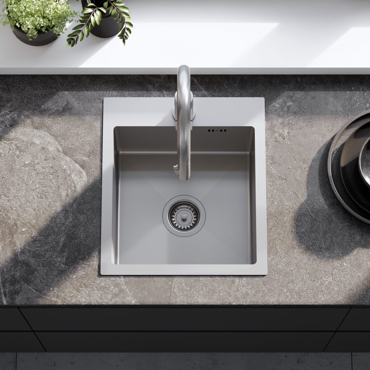 Chiuvetă inox Leo 40 BRUSH NICKEL - imagine 2