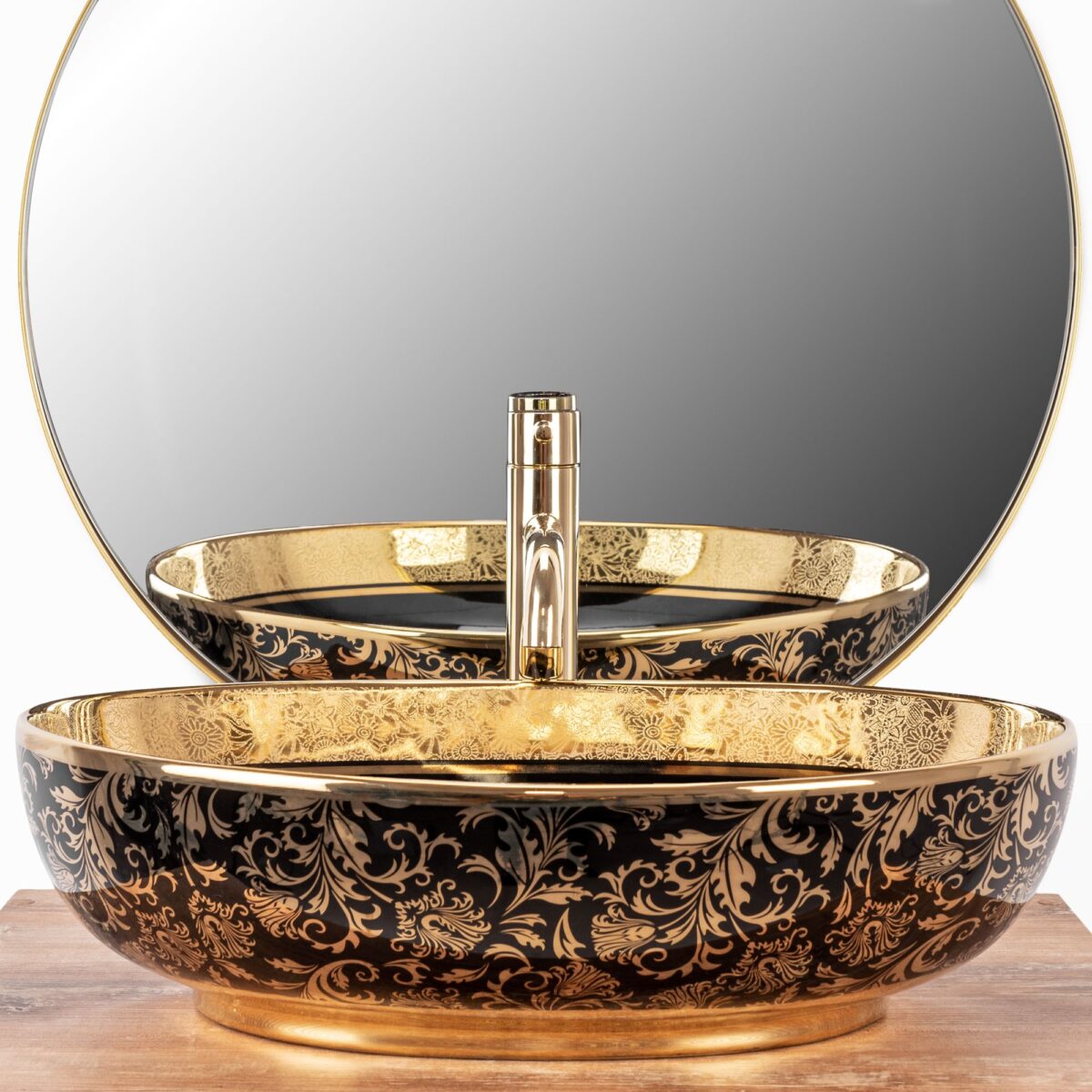 Lavoar pe blat Margot Gold / Black ceramic - imagine 1